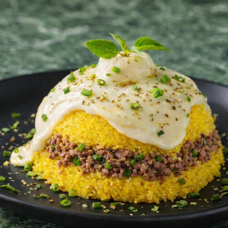 Cuscuz carne e queijo